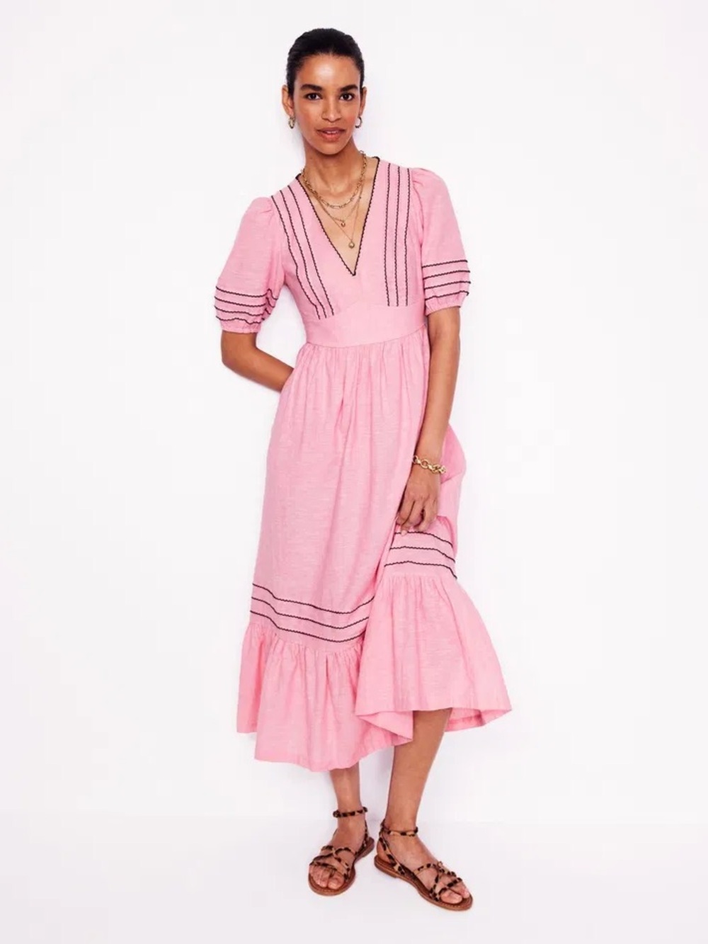 NWT Boden Smocked Waist Linen Dress Size 4
